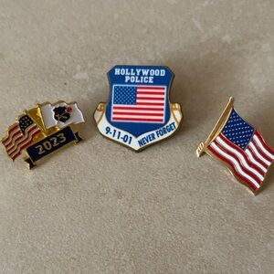 Patriotic Pin Set with American Flag